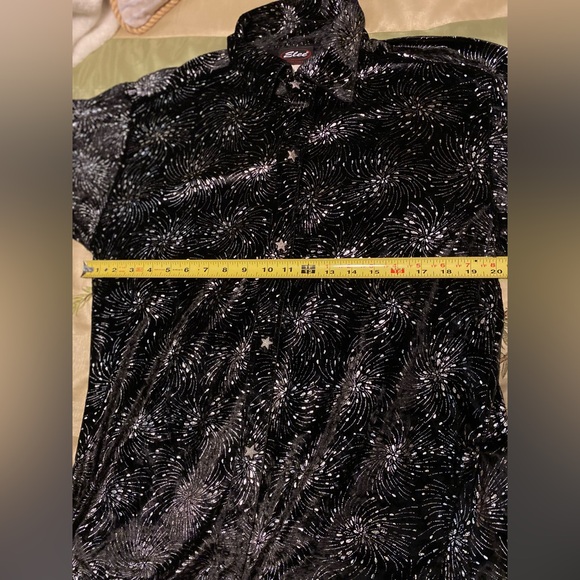 Elee Rare Vintage Fireworks Celebration Black M/L Long Sleeve Star Button Shirt - Picture 8 of 12